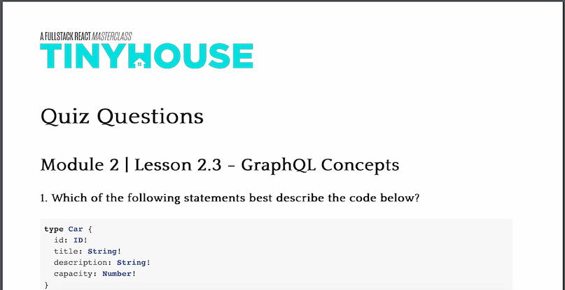 Quiz questions for Module 2, Lesson 3